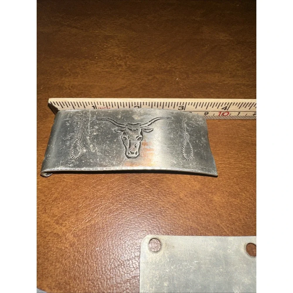 Western Vintage Aluminum Belt Buckle and 9 Bars For Conchos